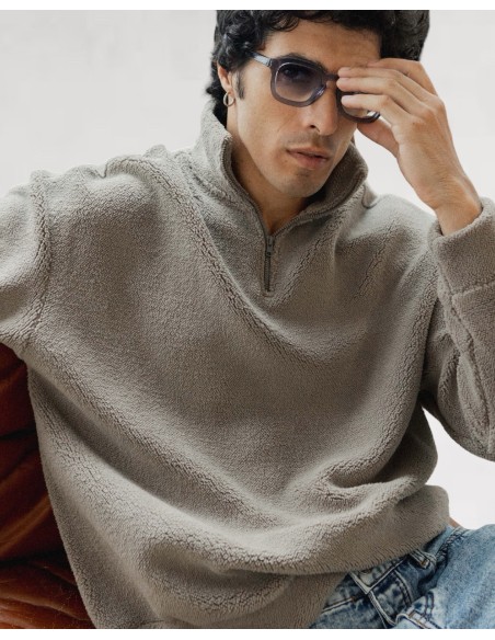 Polaire demi-zip khaki