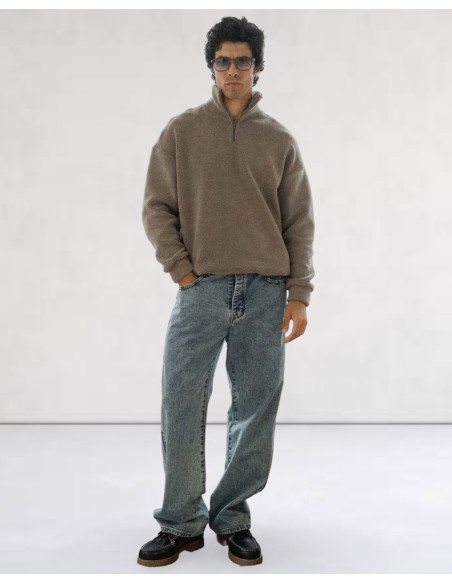 Polaire demi-zip khaki