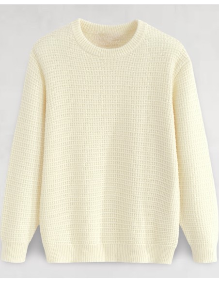 Pull en maille crochet écru