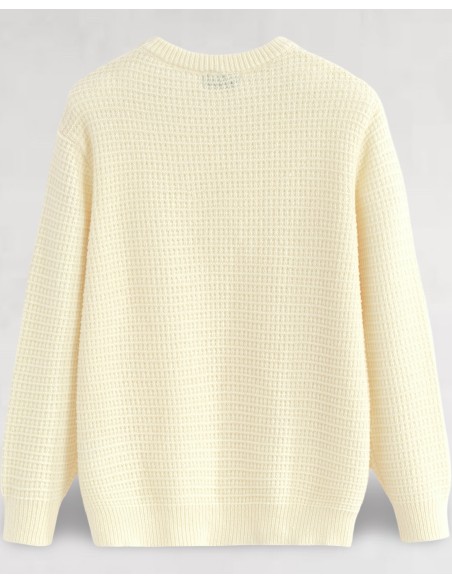 Pull en maille crochet écru