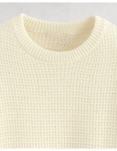 Pull en maille crochet écru
