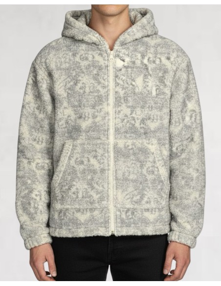 BLOUSON SHERPA EFFET MOUTON IMPRIMÉ GRIS
