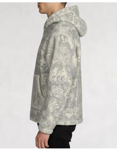 BLOUSON SHERPA EFFET MOUTON IMPRIMÉ GRIS