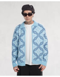 VESTE EN MAILLE ZIPPÉ RC LIGHT BLUE