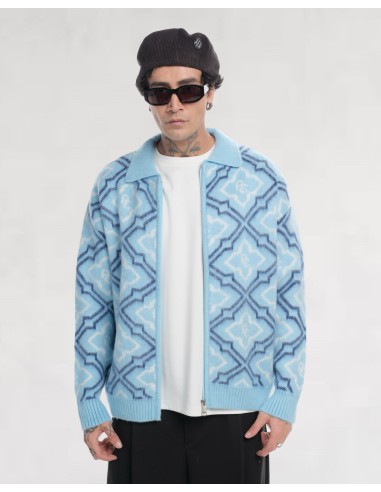 VESTE EN MAILLE ZIPPÉ RC LIGHT BLUE