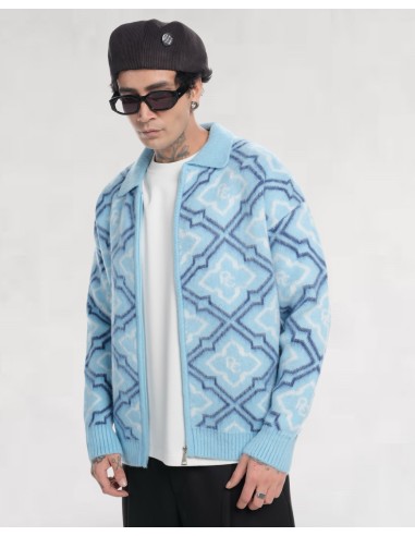 VESTE EN MAILLE ZIPPÉ RC LIGHT BLUE