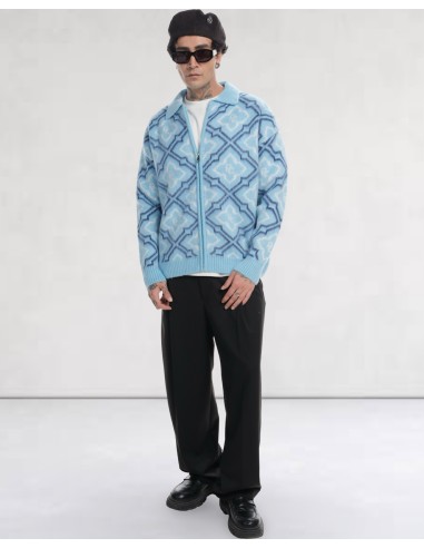 VESTE EN MAILLE ZIPPÉ RC LIGHT BLUE