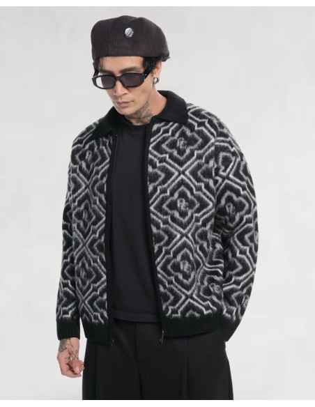 VESTE NOIRE EN MAILLE ZIPPÉ RC