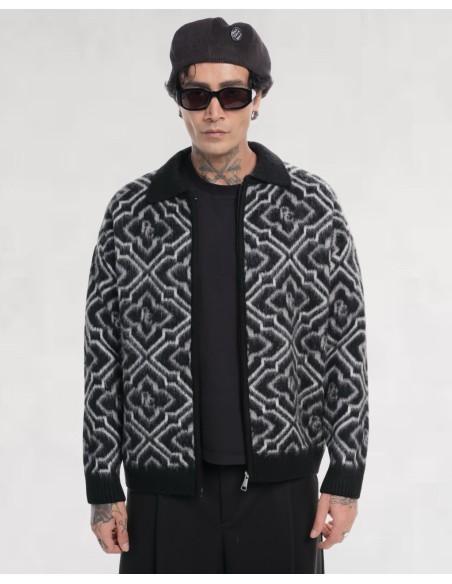 VESTE NOIRE EN MAILLE ZIPPÉ RC