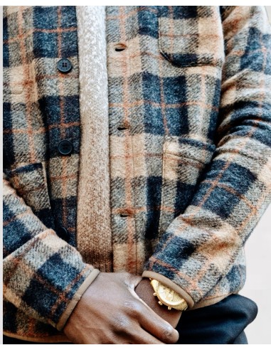 Veste à carreaux 3 poches marron et...