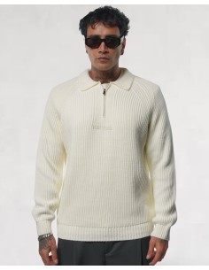 PULL EN MAILLE ZIPPÉ BLANC 2