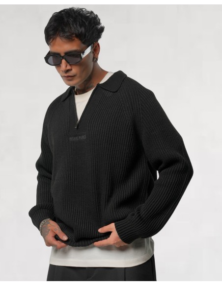 PULL EN MAILLE ZIPPÉ NOIR