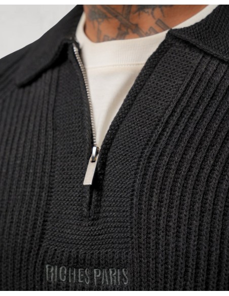 PULL EN MAILLE ZIPPÉ NOIR