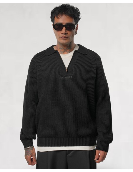 PULL EN MAILLE ZIPPÉ NOIR