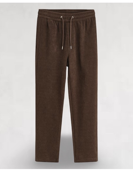 PANTALON MOLETONNÉ CÔTELÉ MARRON