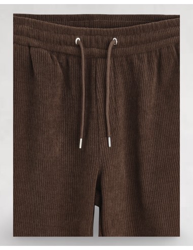 PANTALON MOLETONNÉ CÔTELÉ MARRON