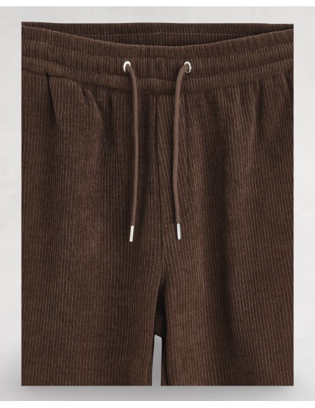 PANTALON MOLETONNÉ CÔTELÉ MARRON