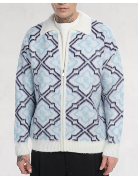 VESTE BLANCHE EN MAILLE ZIPPÉ