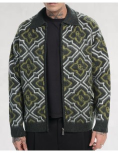 VESTE KHAKI EN MAILLE ZIPPÉ