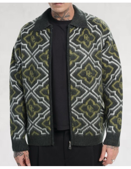 VESTE KHAKI EN MAILLE ZIPPÉ