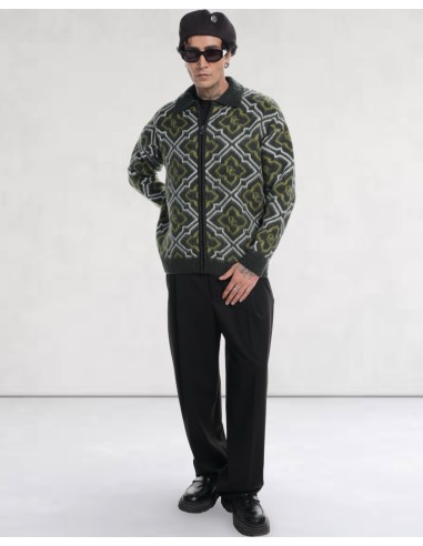 VESTE KHAKI EN MAILLE ZIPPÉ