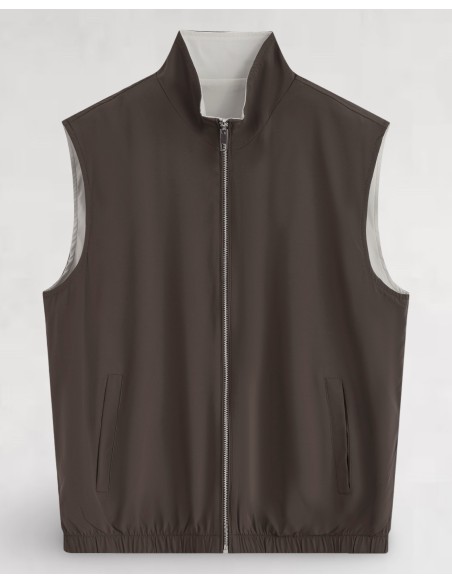 VESTE SANS MANCHE RÉVERSIBLE MARRON BEIGE
