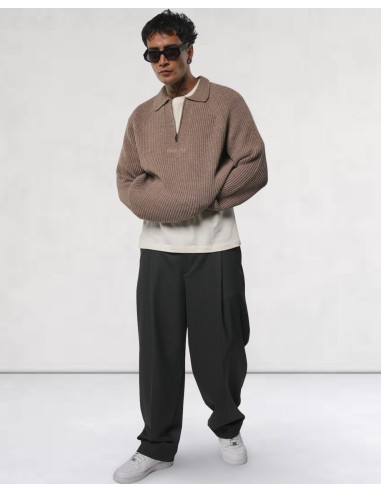 PULL EN MAILLE ZIPPÉ CAMEL