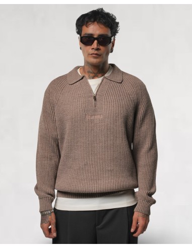 PULL EN MAILLE ZIPPÉ CAMEL