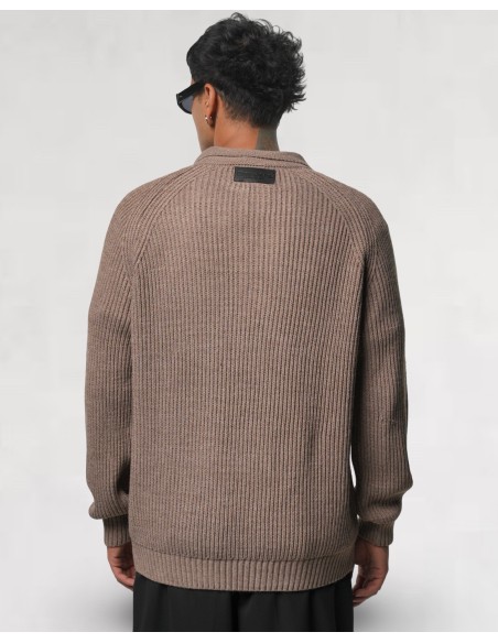 PULL EN MAILLE ZIPPÉ CAMEL
