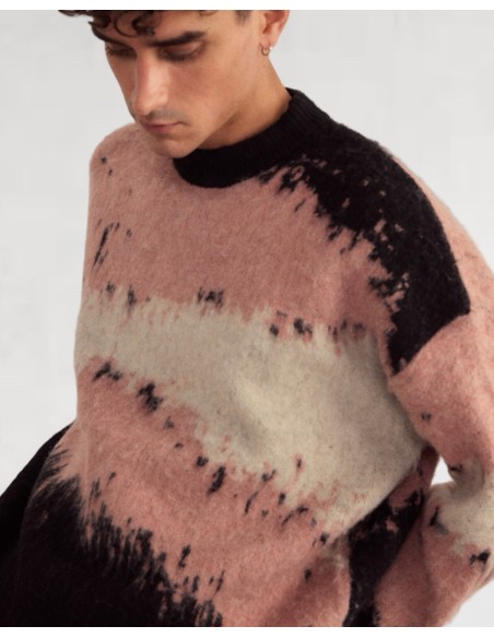 Pull en maille "GRAPHIC" rose