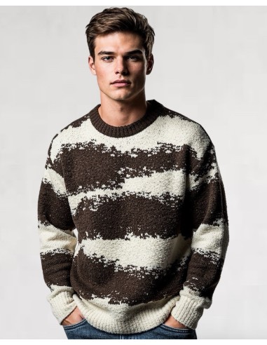 Pull effet laine bi color ecru et marron