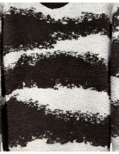 Pull effet laine bi color ecru et marron