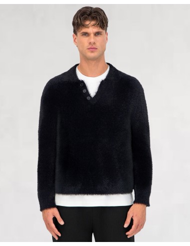 Pull style polo mohair "black snow"
