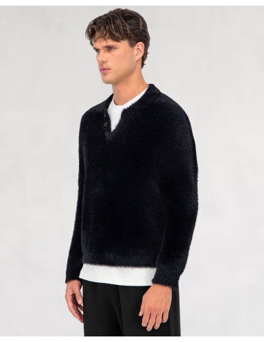 Pull style polo mohair "black snow"