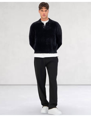 Pull style polo mohair "black snow"