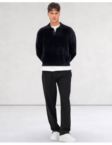 Pull style polo mohair "black snow"