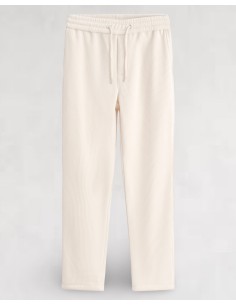 PANTALON MOLETONNÉ CÔTELÉ ECRU