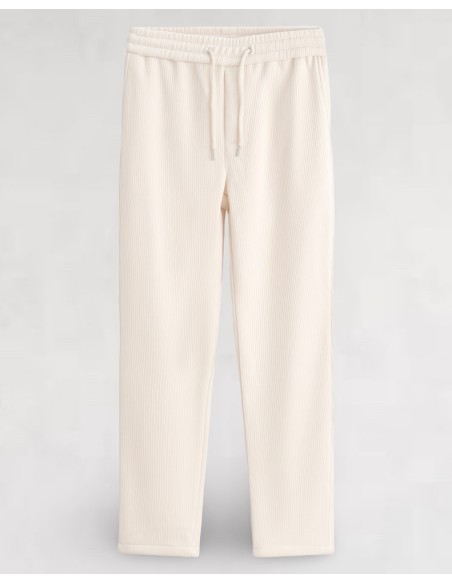 PANTALON MOLETONNÉ CÔTELÉ ECRU