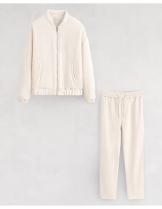 PANTALON MOLETONNÉ CÔTELÉ ECRU 2