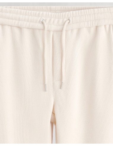 PANTALON MOLETONNÉ CÔTELÉ ECRU