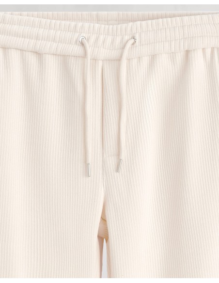 PANTALON MOLETONNÉ CÔTELÉ ECRU