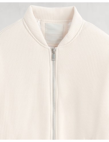 VESTE ÉPAISSE MOLETONNÉ CÔTELÉ ECRU