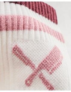 Chaussettes montantes sport rose et blanche 2