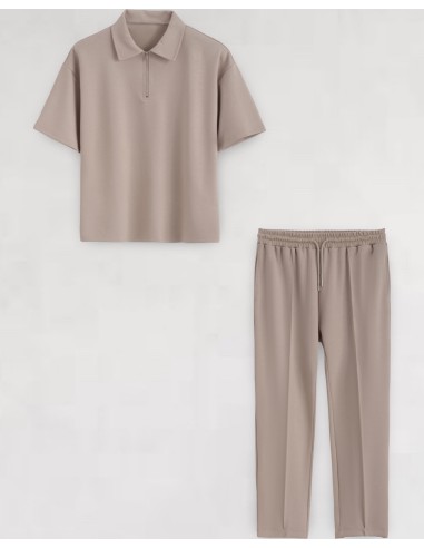 ENSEMBLE PANTALON ET T-SHIRT ZIP BEIGE
