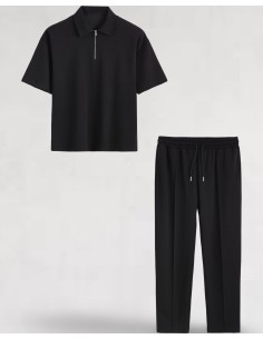 ENSEMBLE PANTALON ET T-SHIRT ZIP NOIR