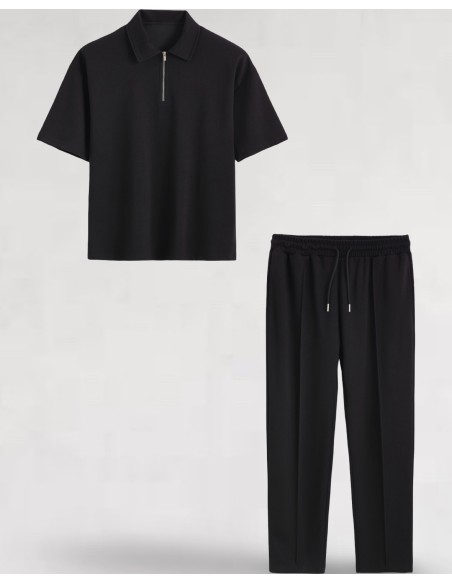 ENSEMBLE PANTALON ET T-SHIRT ZIP NOIR