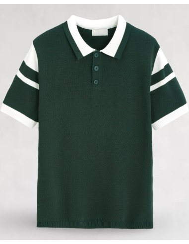 Polo boutonné en maille vert
