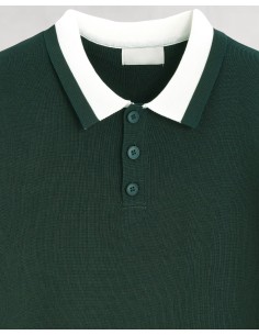 Polo boutonné en maille vert 2