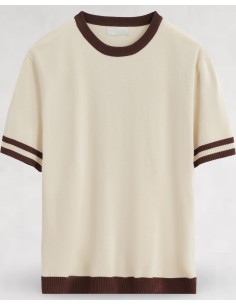 T-shirt en maille bi color beige