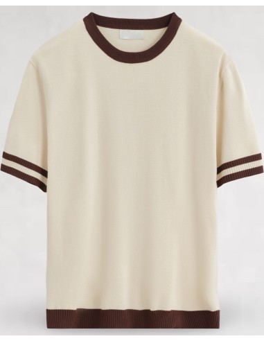 T-shirt en maille bi color beige